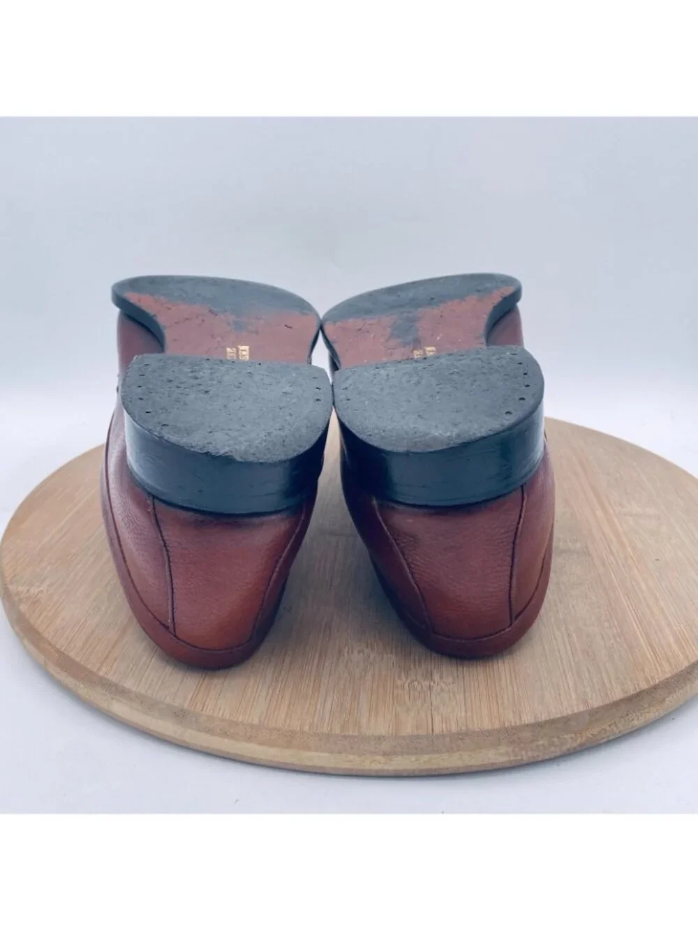 Vintage Florsheim Imperial Shoes Mens 8.5 Brown Leather Hand Sewn Loafers